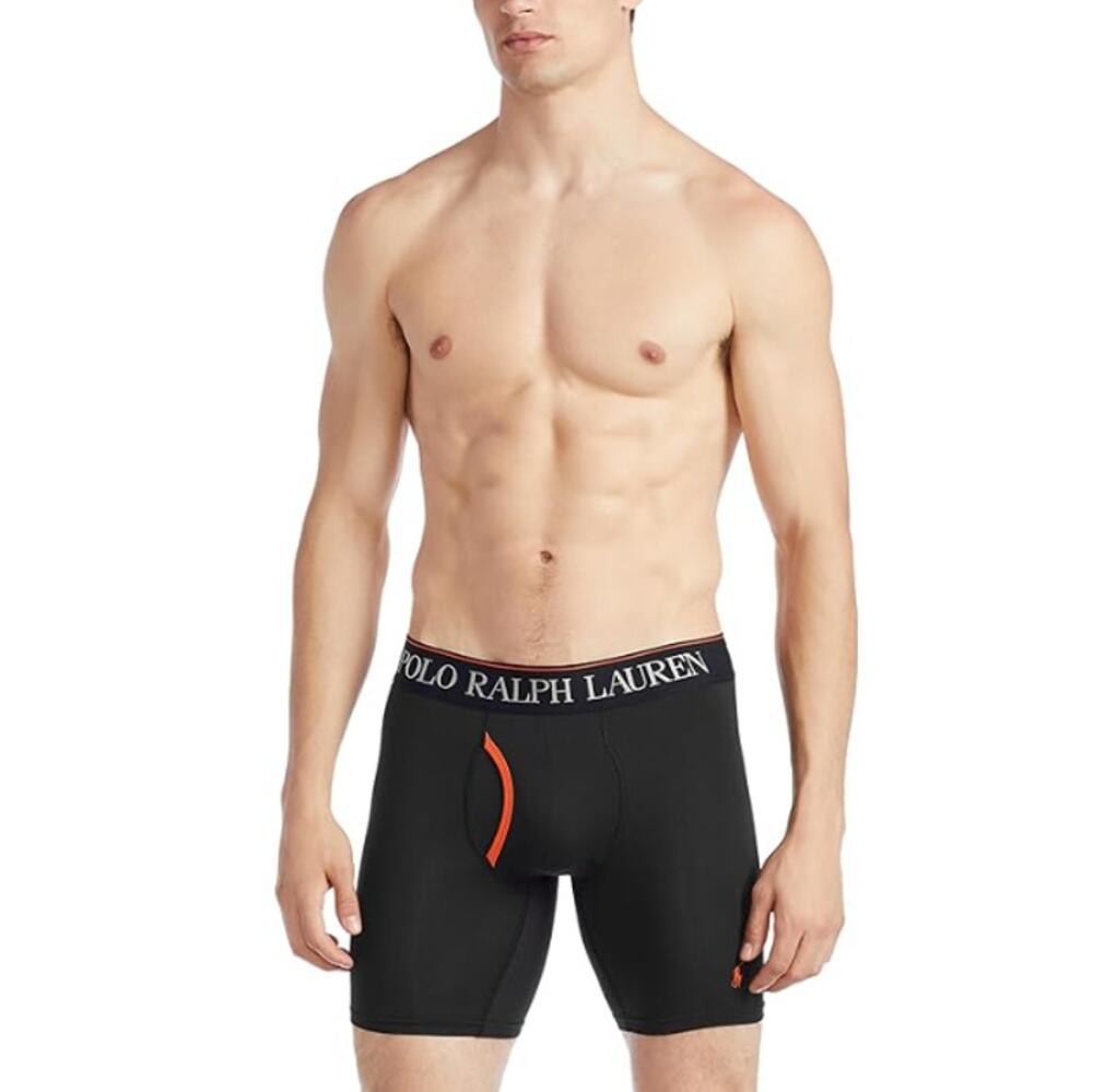 POLO RALPH LAUREN Men's Black 4D Flex Boxer Briefs Underwear Size M 3-Pack